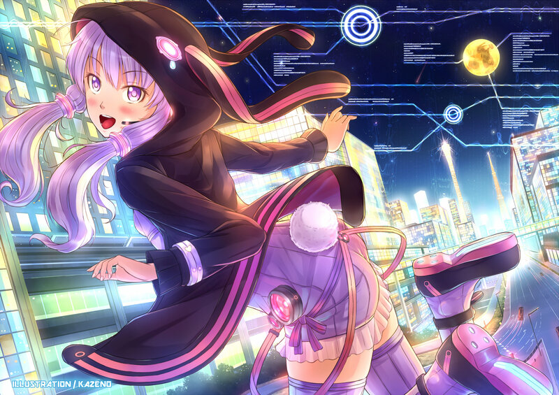 Anime Girl in Hooded Cloak — Purple