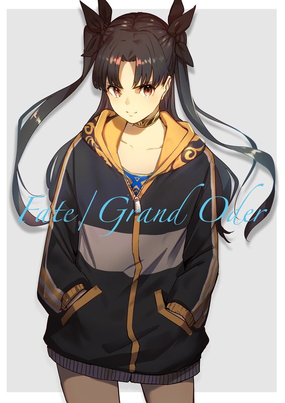Anime Girl in Hoodie — Black, Calm