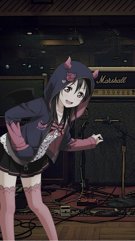Anime Girl in Hoodie — Black, Energetic
