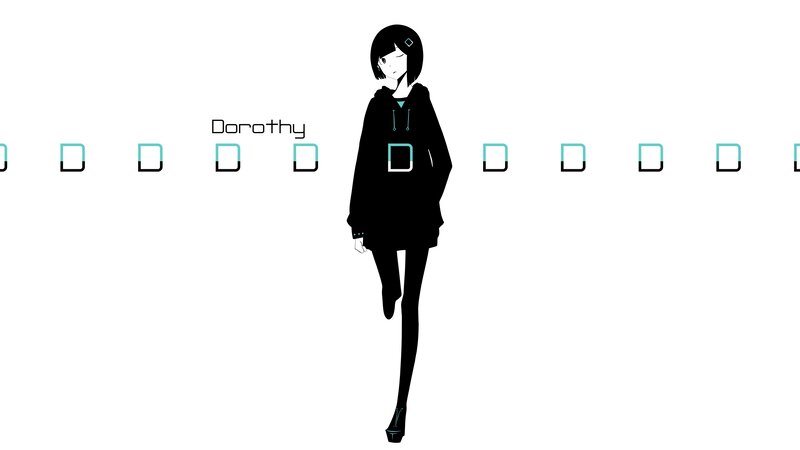Anime Girl in Hoodie — Black, Minimalist