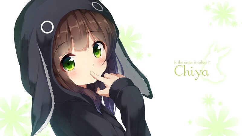 Anime Girl in Hoodie — Black, Playful, Green Eyes