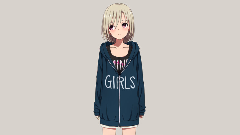 Anime Girl in Hoodie — Blue, Neutral, Shorts