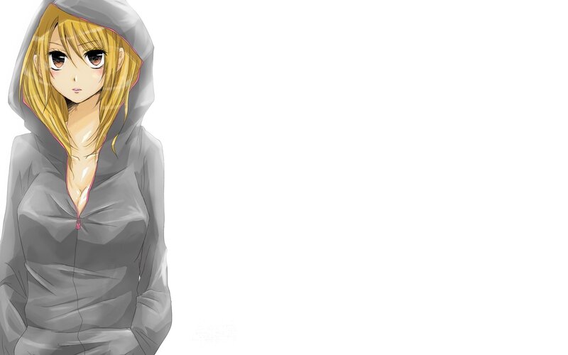 Anime Girl in Hoodie — Gray, Neutral, Manga