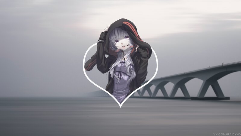 Anime Girl in Hoodie — Gray, Serene