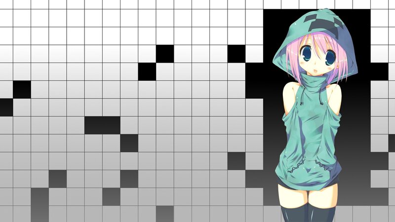 Anime Girl in Hoodie — Green, Neutral