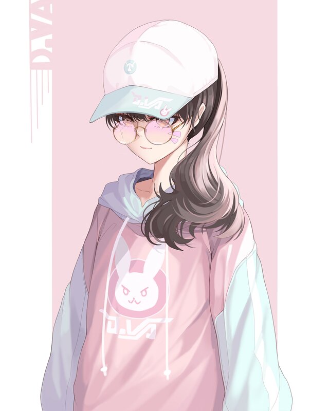 Anime Girl in Hoodie — Pink, Calm