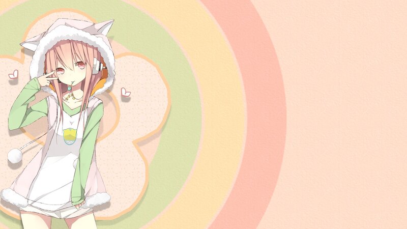 Anime Girl in Hoodie — Pink, Playful