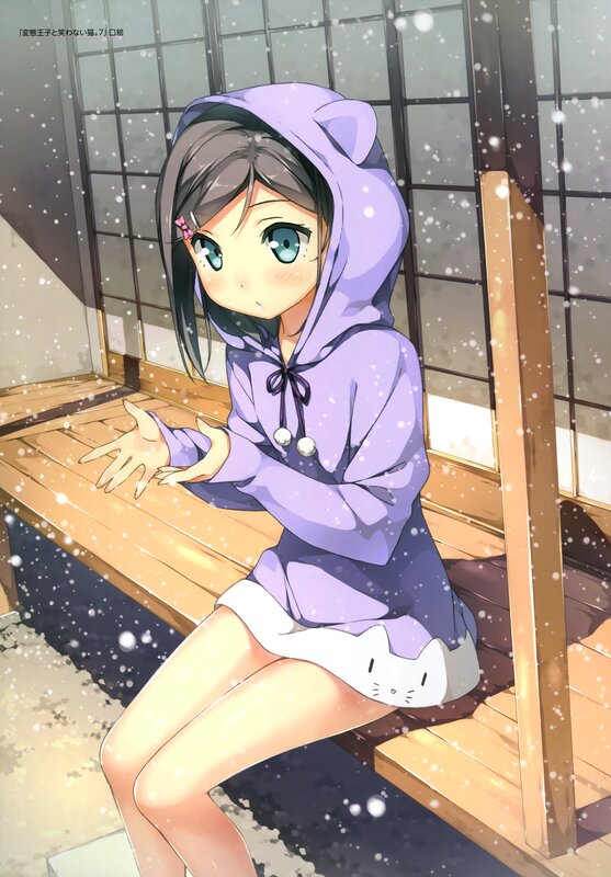 Anime Girl in Hoodie — Purple, Calm