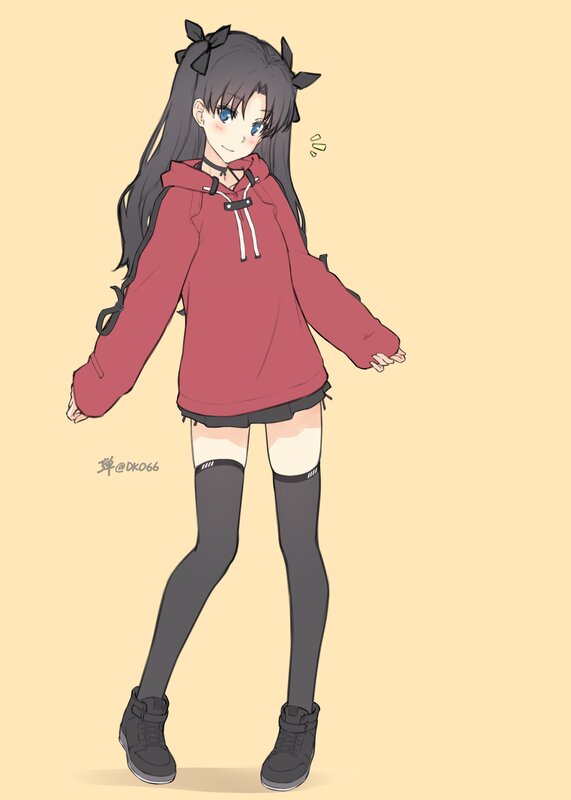 Anime Girl in Hoodie — Red, Playful