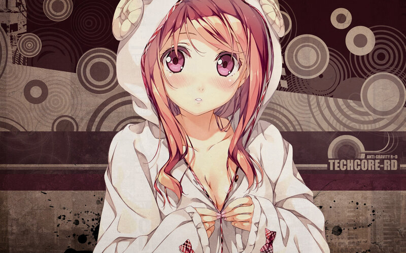 Anime Girl in Hoodie — White