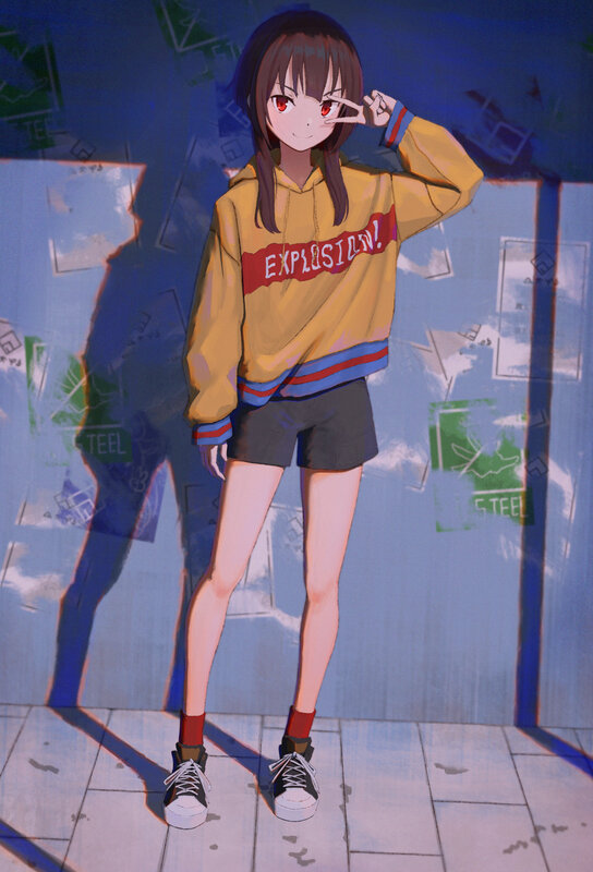 Anime Girl in Hoodie — Yellow, Playful
