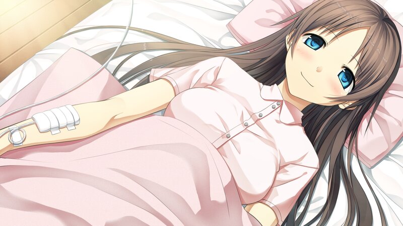 Anime girl in hospital bed