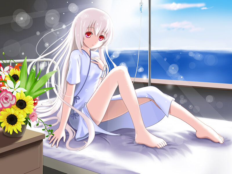 Anime girl in hospital bed