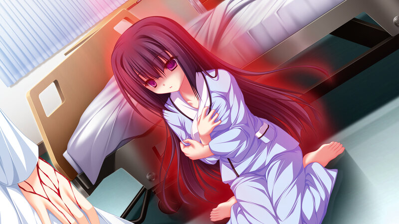Anime Girl in Hospital Bed — Purple