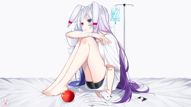 Anime Girl in Hospital Bed — White, Melancholic