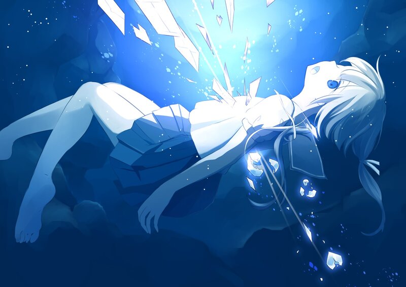 Anime girl in ice cave