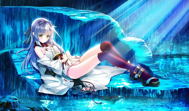 Anime Girl in Ice Cave — Blue