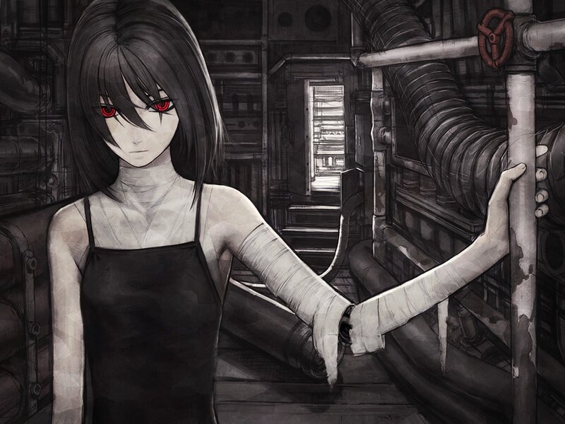 Anime girl in industrial setting