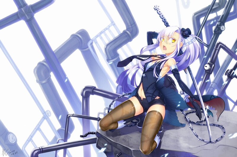 anime girl in industrial setting