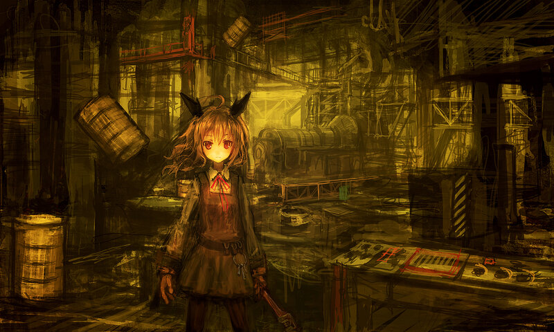 Anime girl in industrial setting