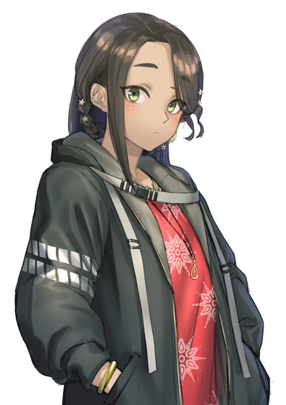 Anime Girl in Jacket — Gray, Neutral