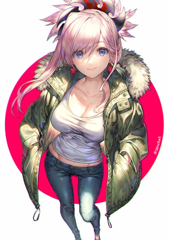 Anime Girl in Jacket — Red