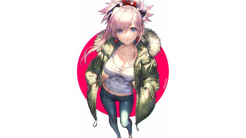 Anime Girl in Jacket — White, Neutral