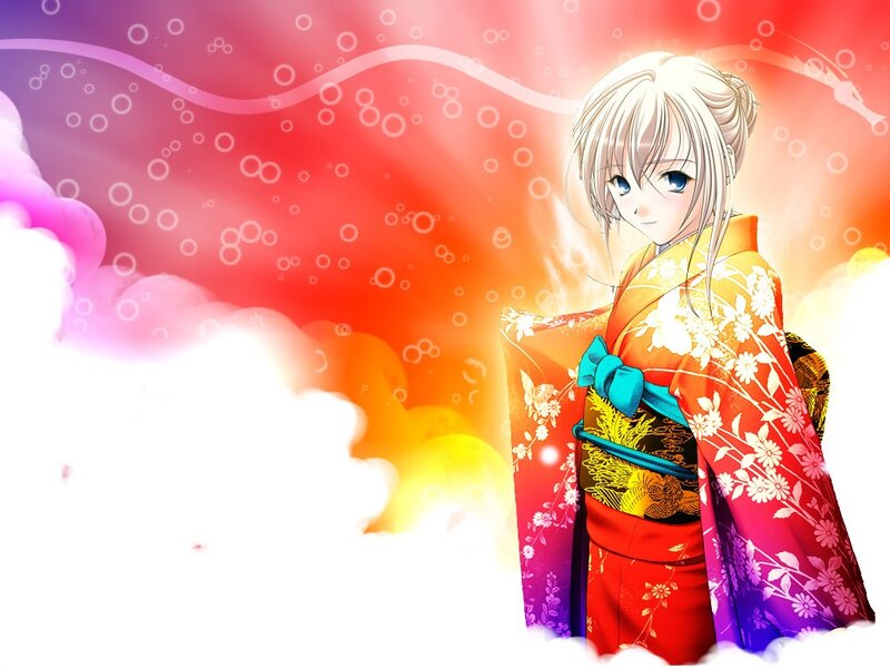 anime girl in kimono