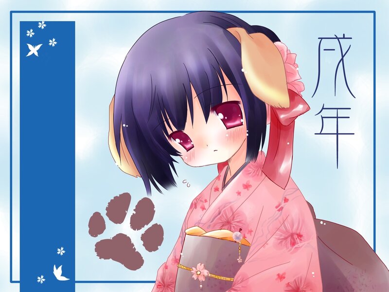 Anime girl in kimono