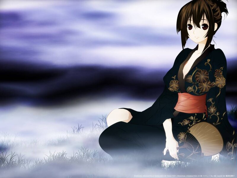 anime girl in kimono