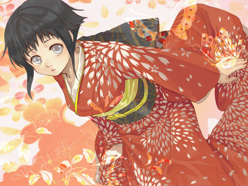anime girl in kimono