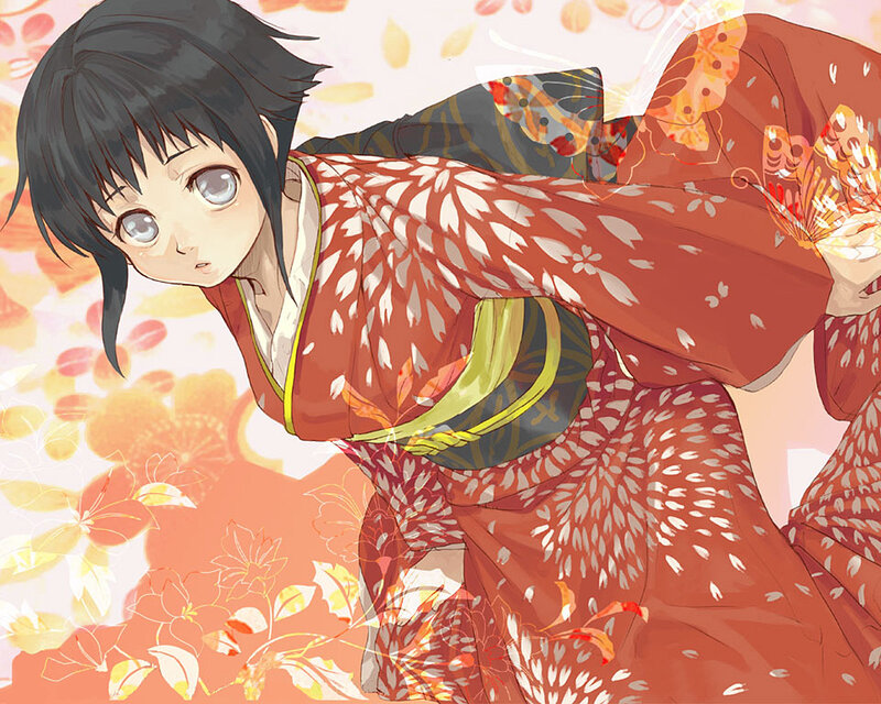 anime girl in kimono