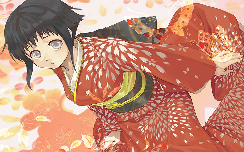 anime girl in kimono
