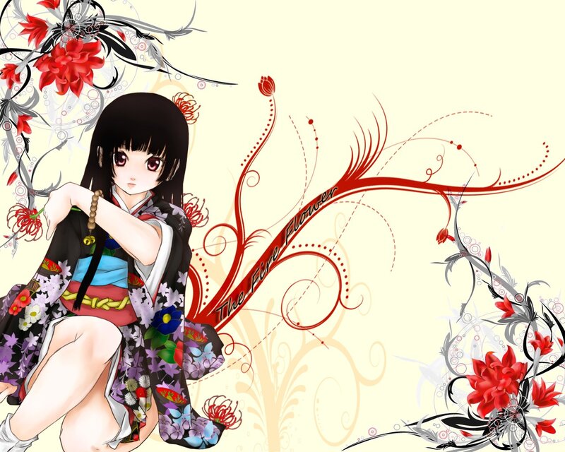 anime girl in kimono