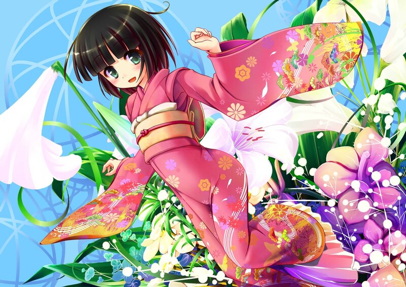 anime girl in kimono