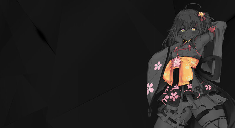 Anime Girl in Kimono — Black, Calm, Digital Art, Sakura