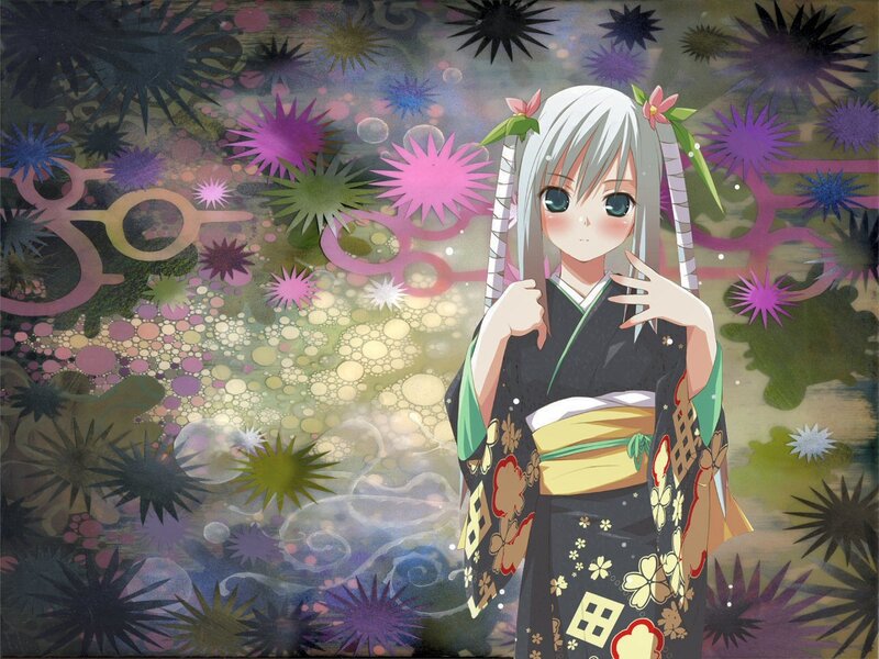 Anime Girl in Kimono — Black
