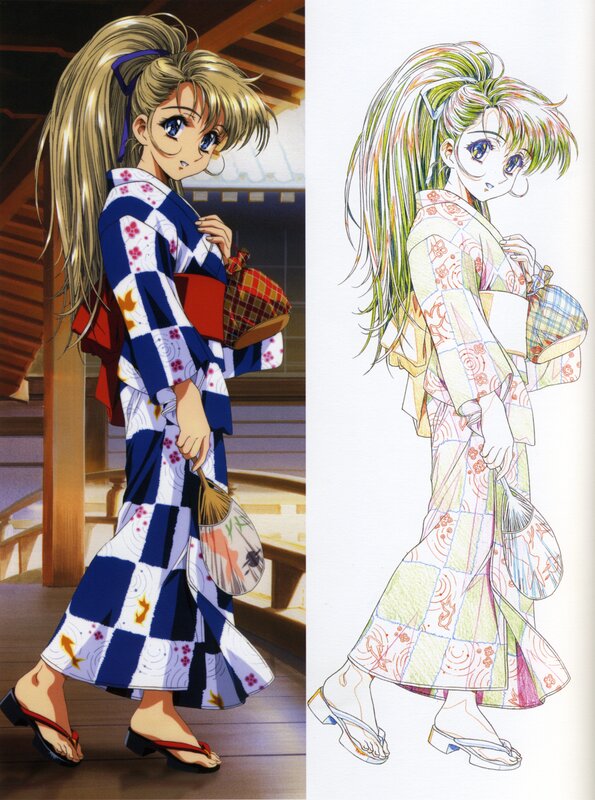Anime Girl in Kimono — Blue, Calm, Manga, Fan