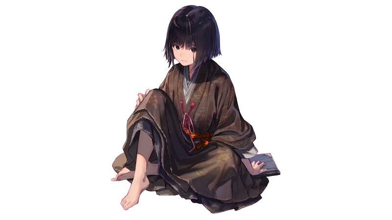 Anime Girl in Kimono — Brown, Calm, Digital Art