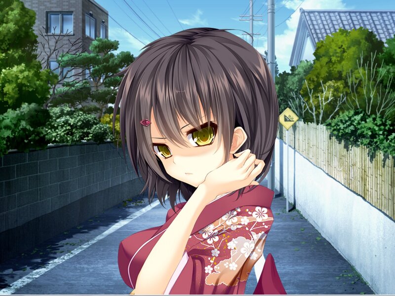 Anime Girl in Kimono — Brown, Calm