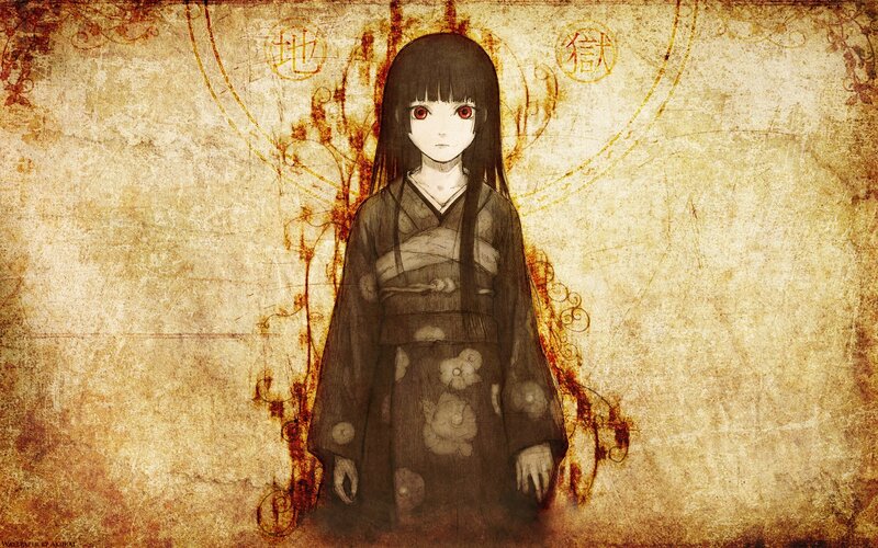 Anime Girl in Kimono — Brown, Dramatic, Manga