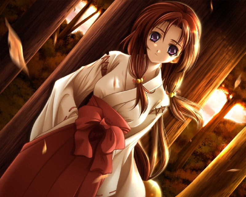 Anime Girl in Kimono — Brown, Dramatic