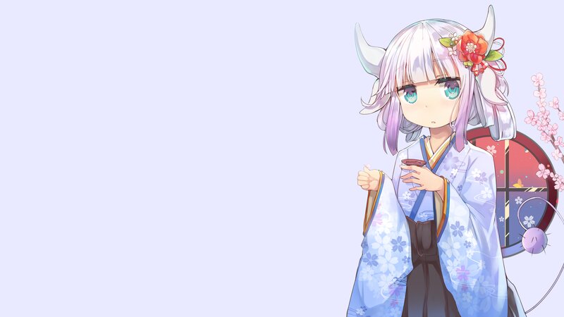 Anime Girl in Kimono — Light Blue