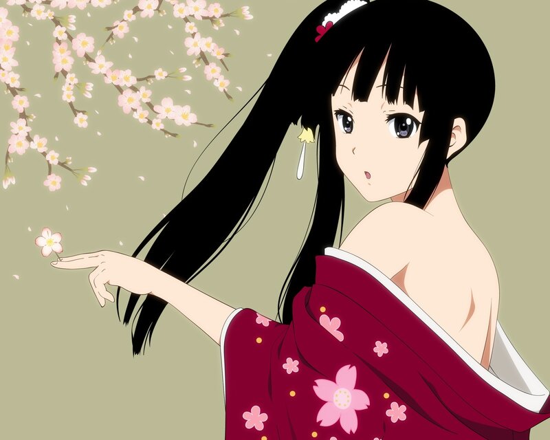 Anime Girl in Kimono — Maroon