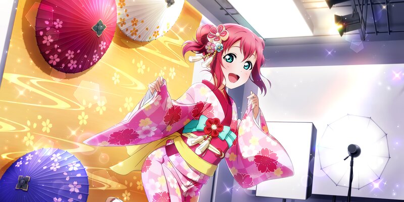 Anime Girl in Kimono — Pink, Bright, Cheerful, Digital Art
