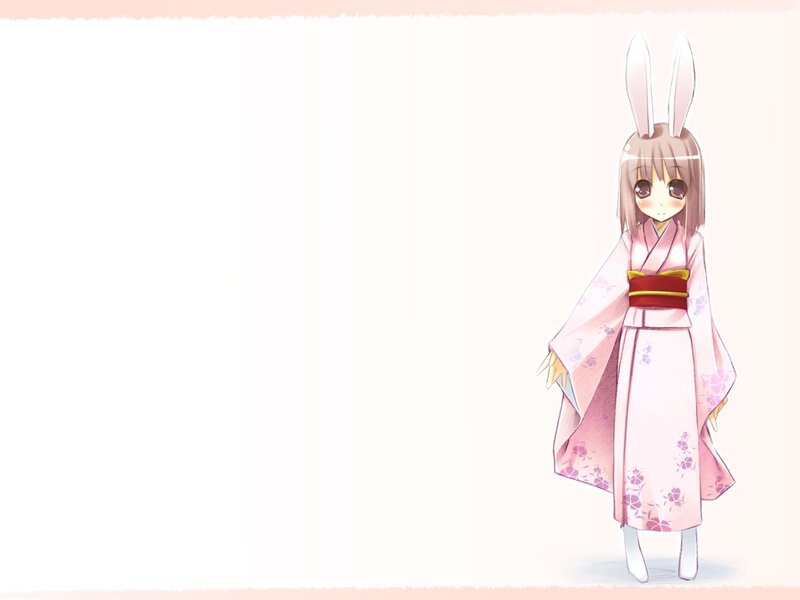 Anime Girl in Kimono — Pink, Calm, Bunny Ears