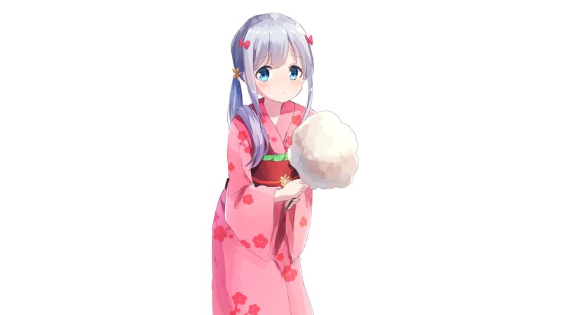 Anime Girl in Kimono — Pink, Calm, Cotton Candy