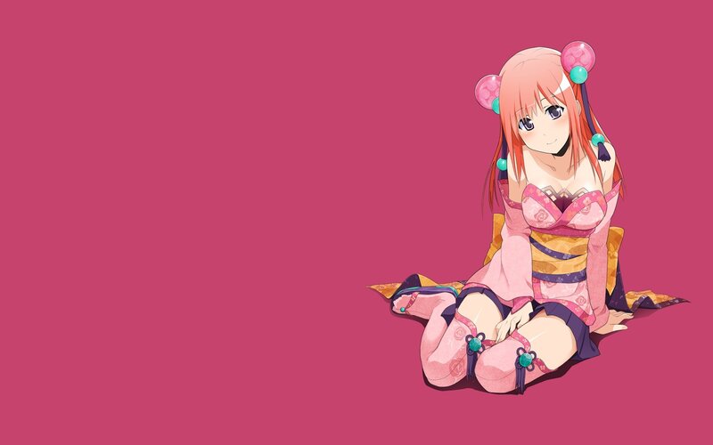 Anime Girl in Kimono — Pink, Calm, Hair Buns