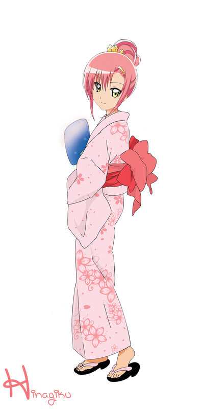 Anime Girl in Kimono — Pink, Calm, Sandal