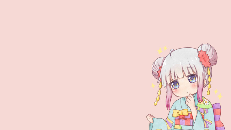 Anime Girl in Kimono — Pink, Cute, Hair Buns